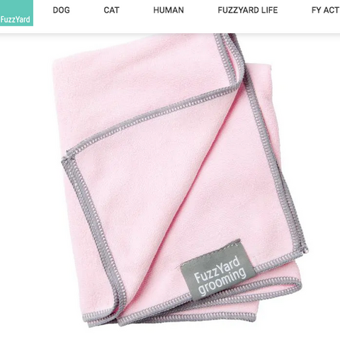Fuzzyard Pink With Grey Trim, Microfibre Drying Towel