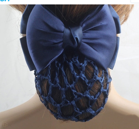 Hair Net with Clip and Bow BLACK