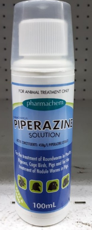 Piperazine - Wormer for Poultry/Caged Birds/Pigs 100ml