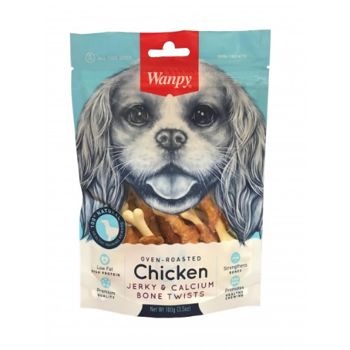 Wanpy Dry Chicken Jerky Wrap on Calicum Bone 100gm