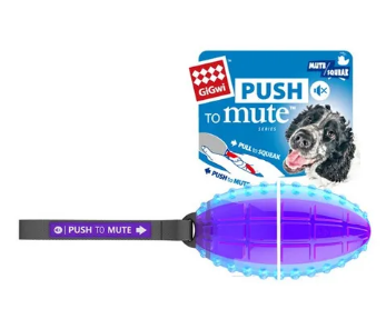 GiGwi Rugby Ball Push to Mute Trans Purple/Blue